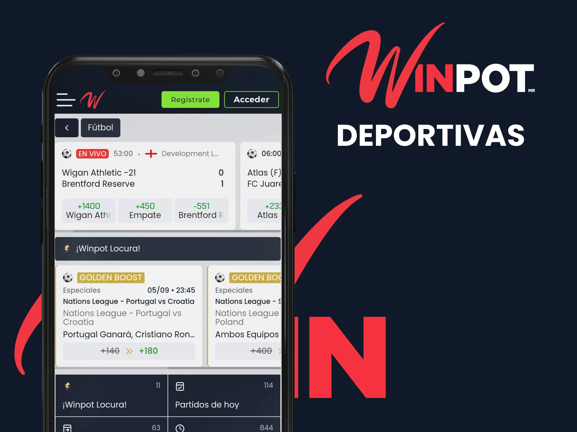 Realice apuestas deportivas utilizando la aplicación Winpot.