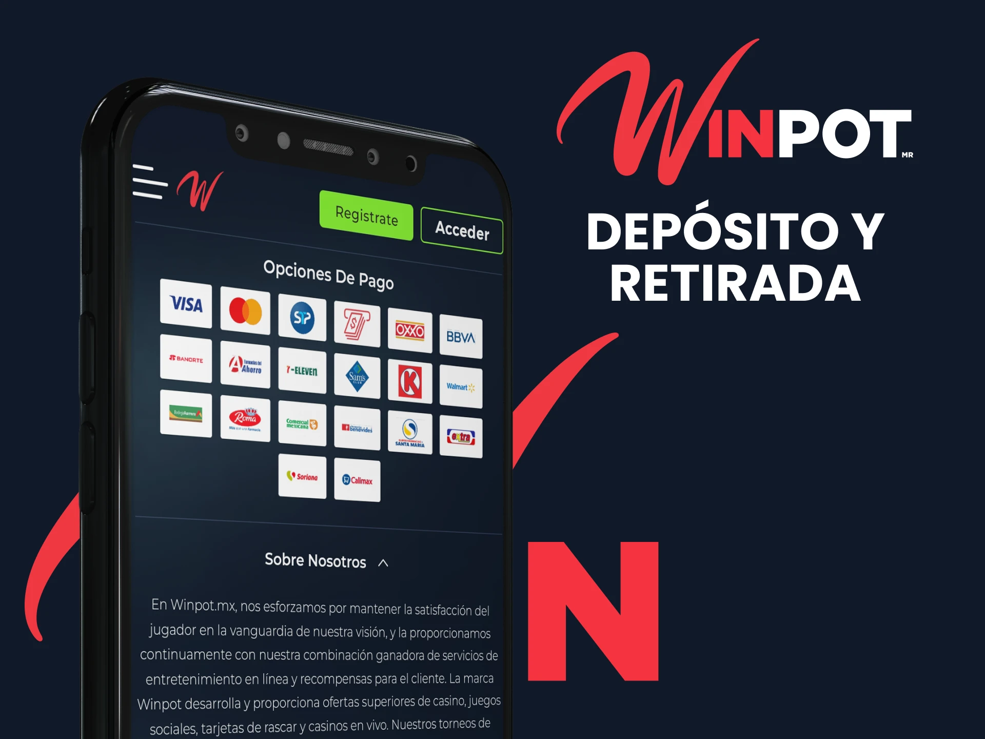 Puede realizar transacciones utilizando la aplicación Winpot.