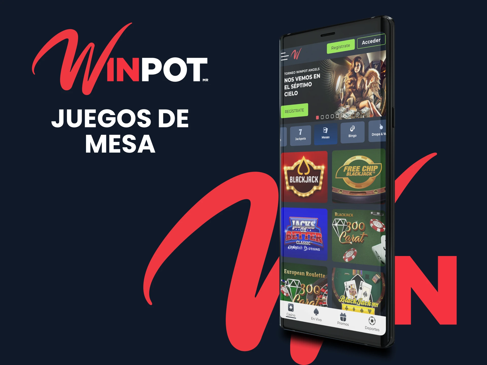 Juega juegos de mesa con la aplicación Winpot.