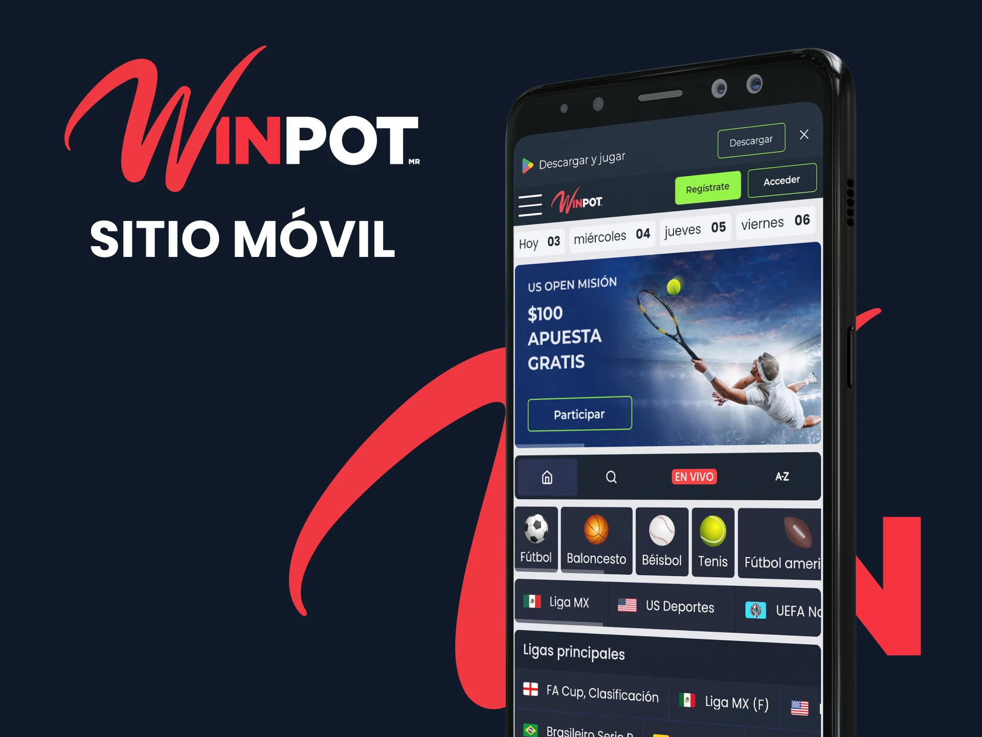 Visite la versión móvil del sitio web de Winpot.