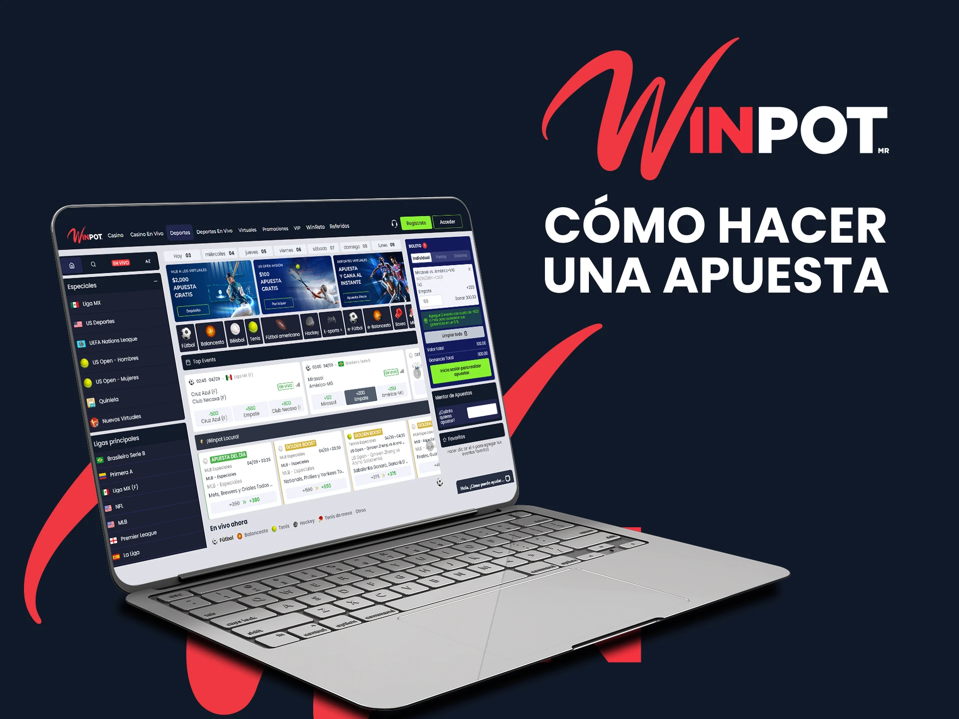 Vaya a la sección de deportes para apostar en Winpot.