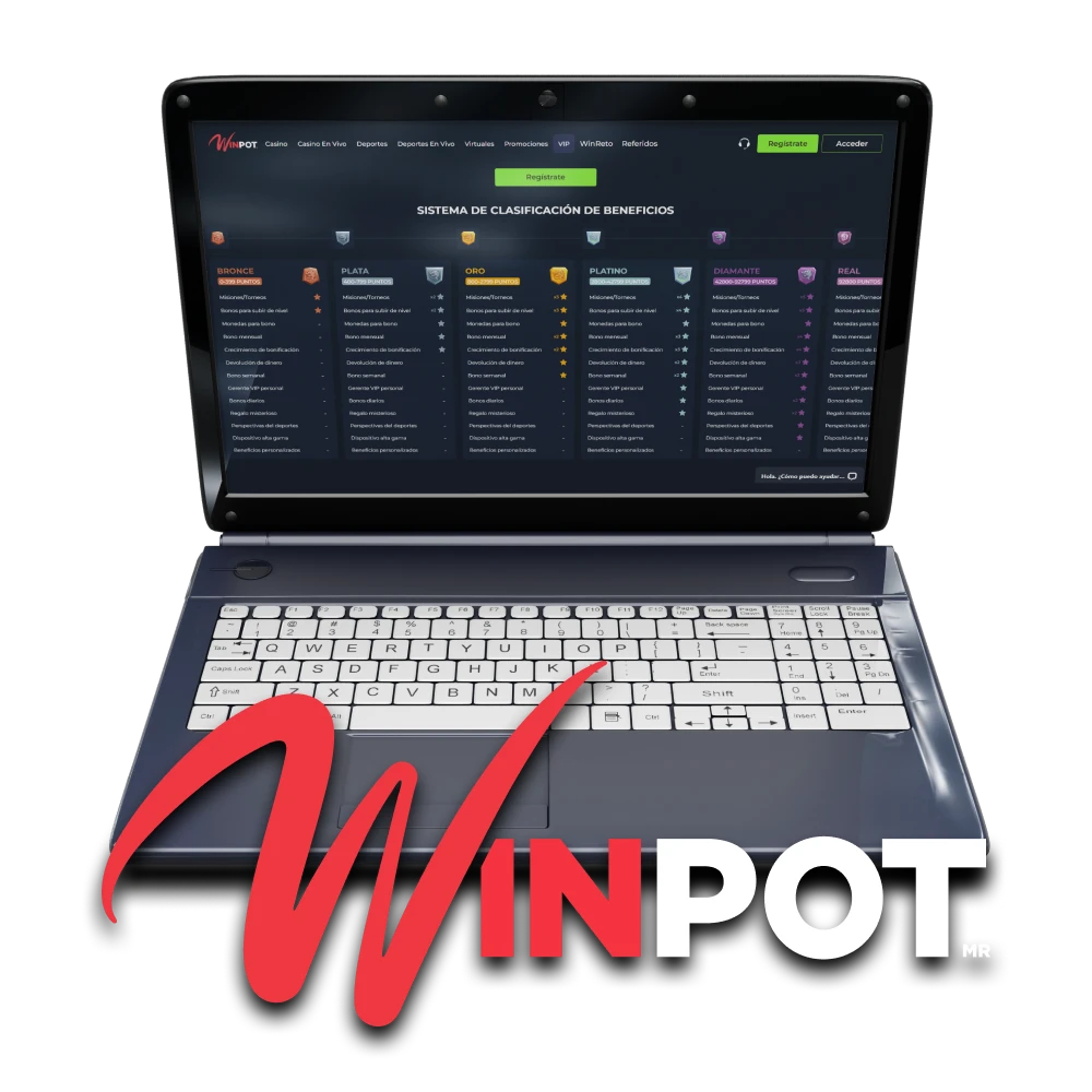 Estudie información sobre el programa de fidelización del sitio web de Winpot.