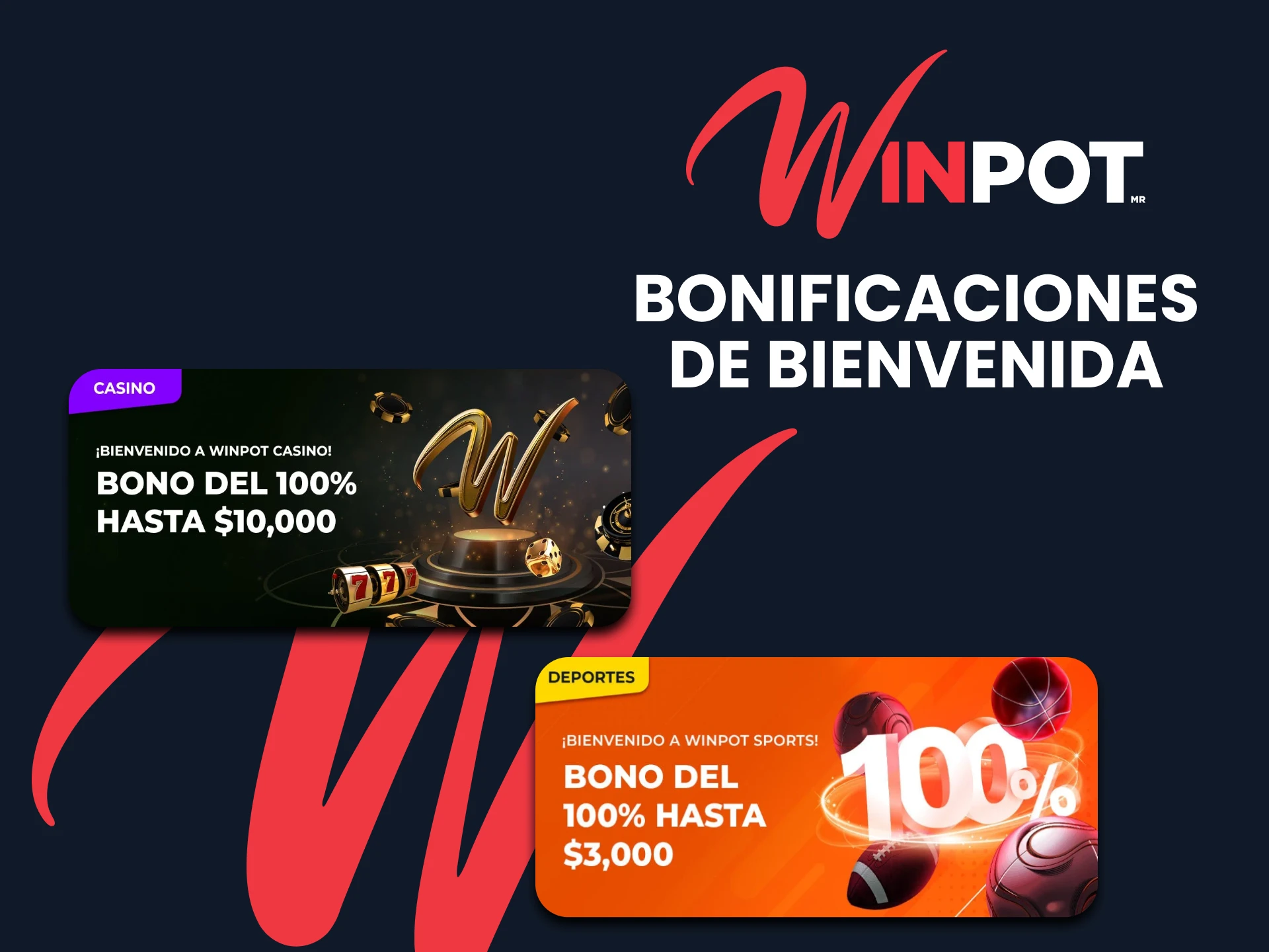 Winpot ofrece bonos de bienvenida a los usuarios.